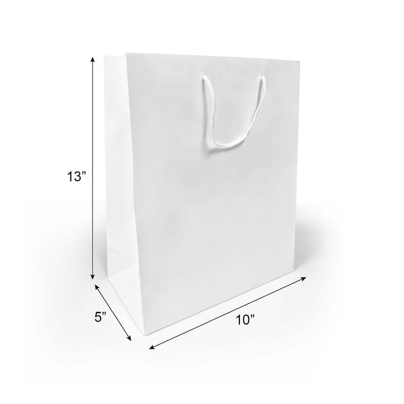 Eurototes White paper Bags with handles,10x5x13 inches