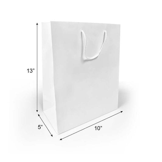 Eurototes White paper Bags with handles,10x5x13 inches