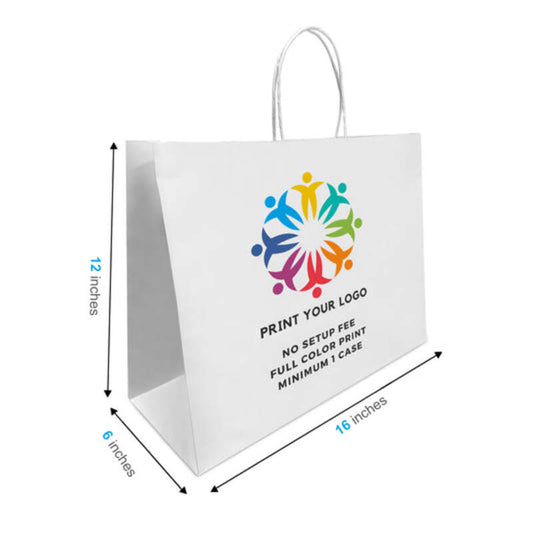 Logo printing for 16 * 6 * 12 White Paper Bags