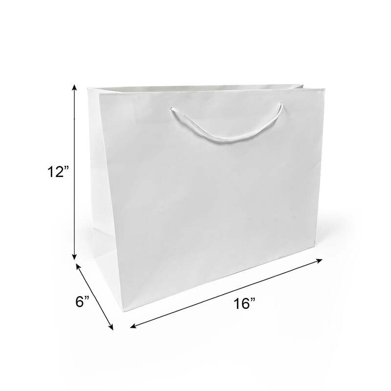 Eurototes White Paper Bags with handles,16x6x12 inches