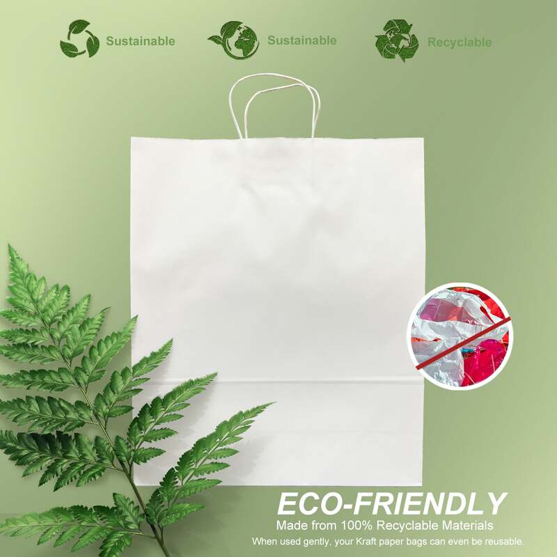 White Paper Bags with handles, 16x6x19 inches