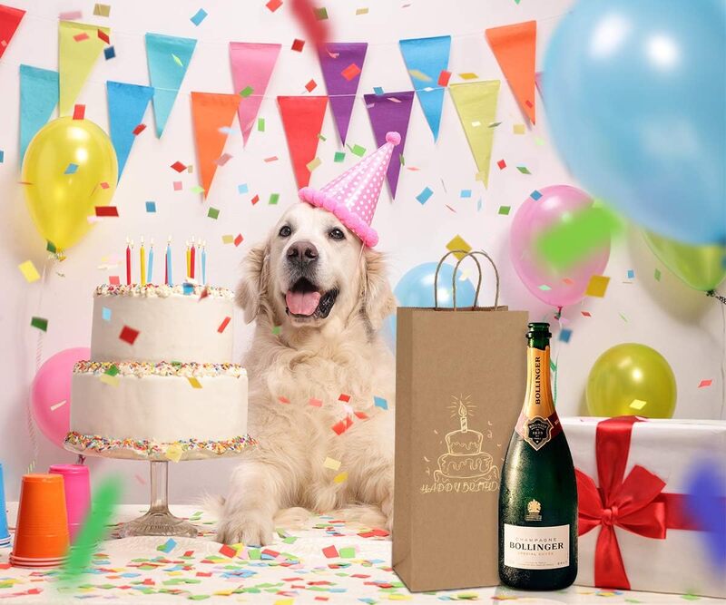 Wine Bags - Kraft Paper Bags with handles, 5x3x12 inches