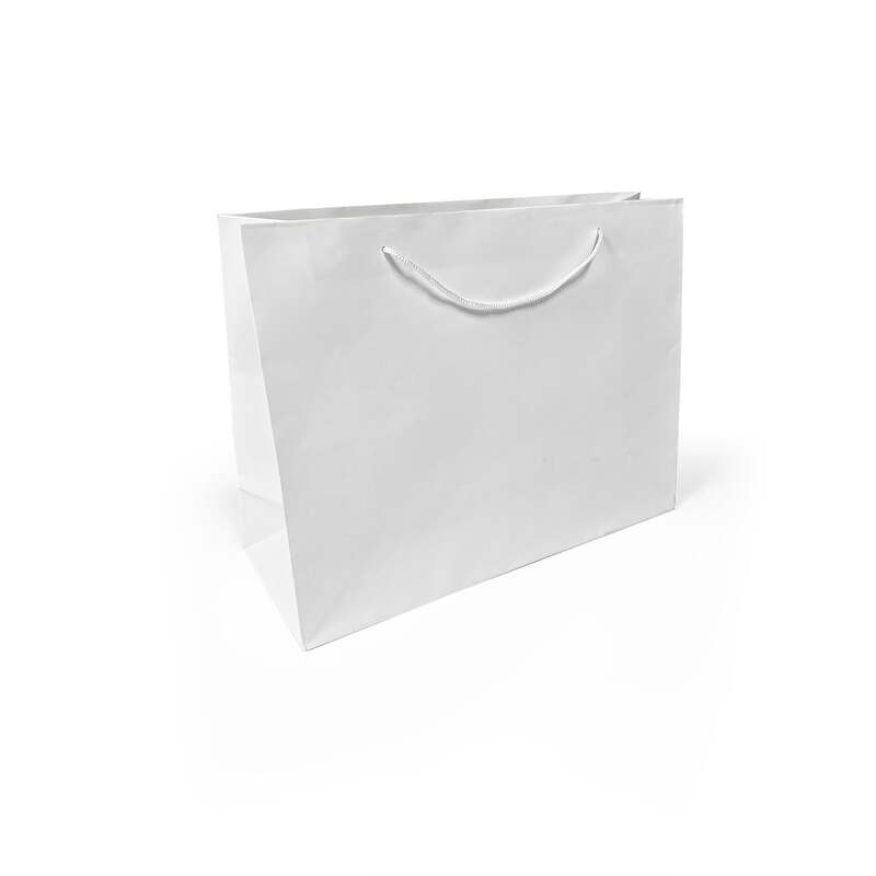 Eurototes White Paper Bags with handles,16x6x12 inches