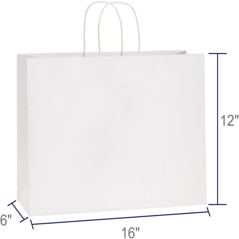 White Paper Bags with handles, 16x6x12 inches