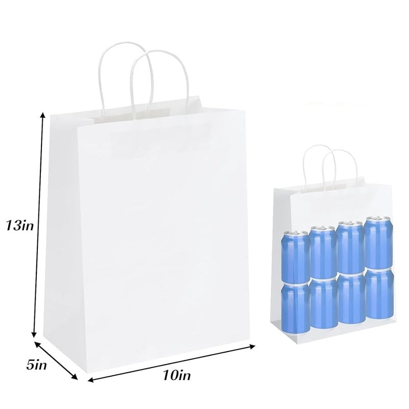 White Paper Bags with handles, 10x5x13 inches