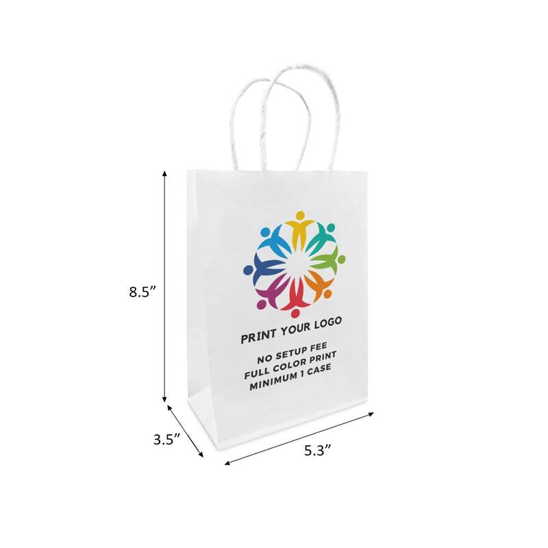 Logo printing for 5.3x3.5x8.5 White Paper Bags