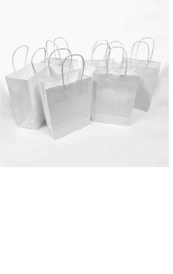 White Paper Bags with handles, 5x3x8 inches