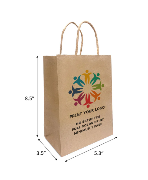 Logo printing for 5 * 3 * 8 Kraft bags