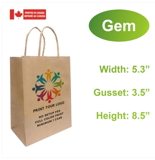 Logo printing for 5 * 3 * 8 Kraft bags