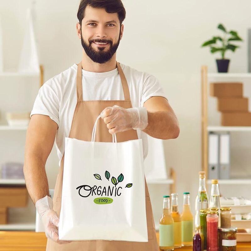 White Paper Bags with handles, 10x5x13 inches