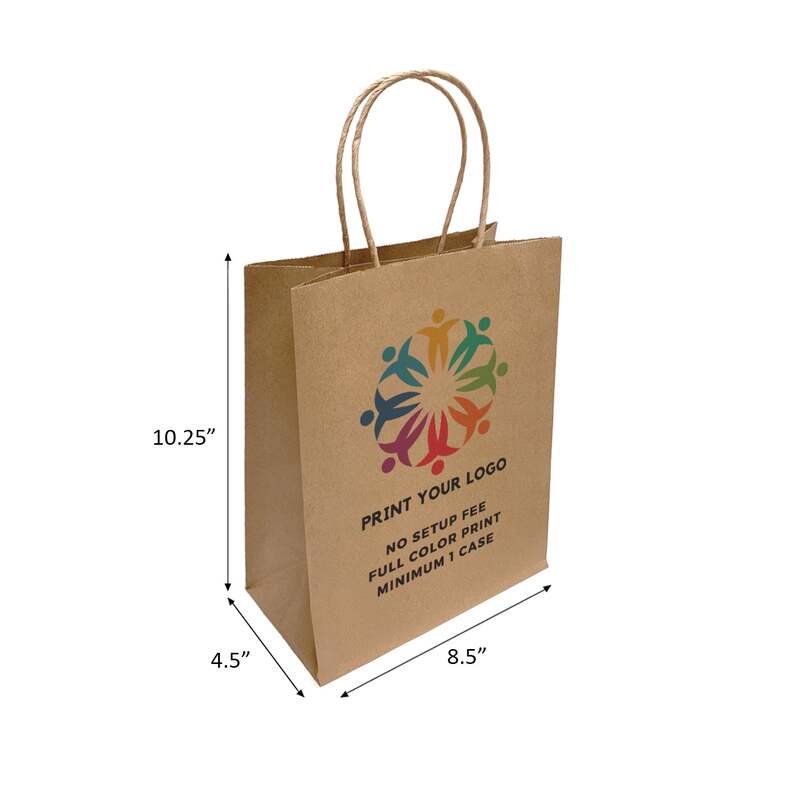 Logo printing for 8.5x4.75x10.25 Kraft Paper Bags