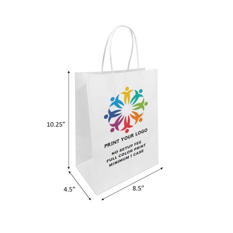 Logo printing for 8.5x4.75x10.25 White Paper Bags