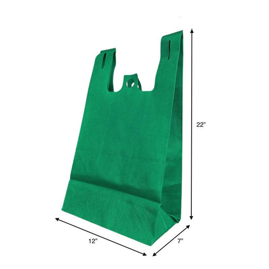 200pcs Reusable Non-Woven T-Shirt Shopping Bags – Flat Bottom - 12x7x22x7 Inches, $0.52 Each