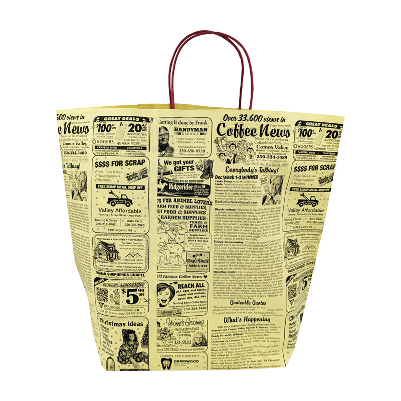 Yellow Coffee News Paper bags - Large size