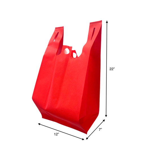 200pcs Reusable Non-Woven T-Shirt Shopping Bags - Pinch Bottom - 12x7x22 Inches, $0.42 Each