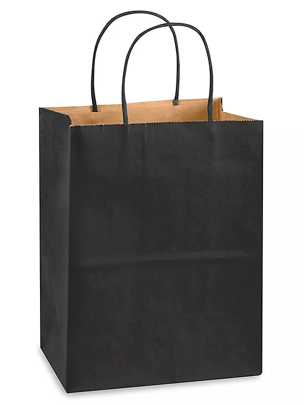 Black Colored Kraft Paper Bags with handles, 8x4x10 inches