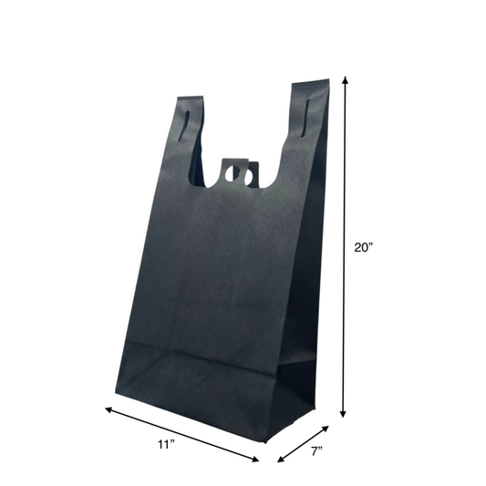 200pcs Reusable Non-Woven T-Shirt Shopping Bags – Flat Bottom - 11x7x20x7 Inches, $0.52 Each