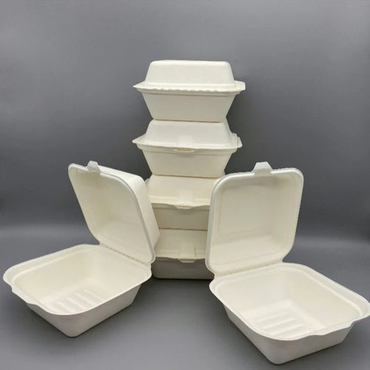 Sugarcane Bagasse Container, 6x6x3,(Wide) #400 pcs