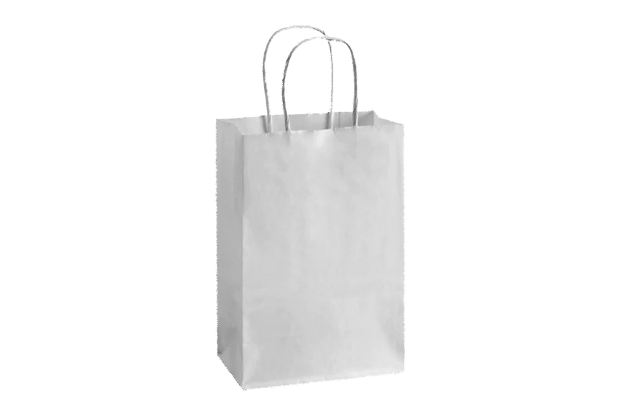 White Paper Bags with handles, 5x3x8 inches
