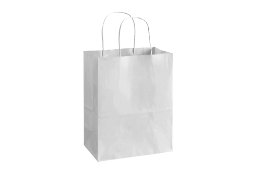 White Paper Bags with handles, 8x4x10 inches