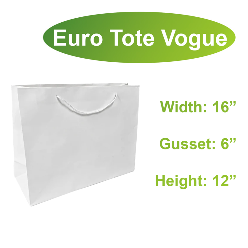 Eurototes White Paper Bags with handles,16x6x12 inches