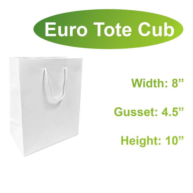 Eurototes White Paper Bags with handles,8x4.75x10.25 inches