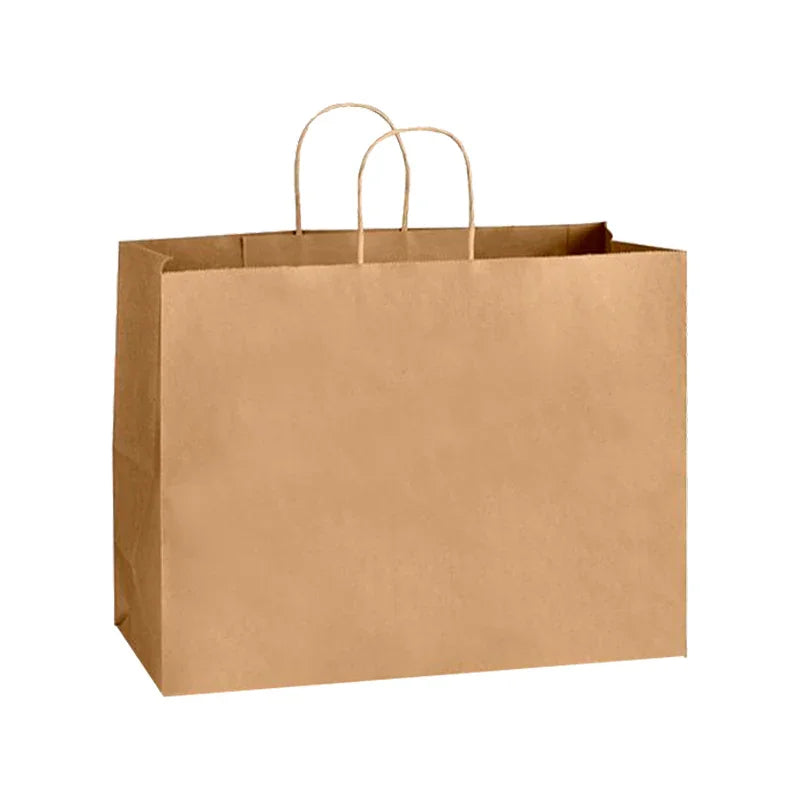 Kraft Paper Bags with handles, 16x6x12 inches, plain brown recycled paper bag with twisted handles and sturdy design