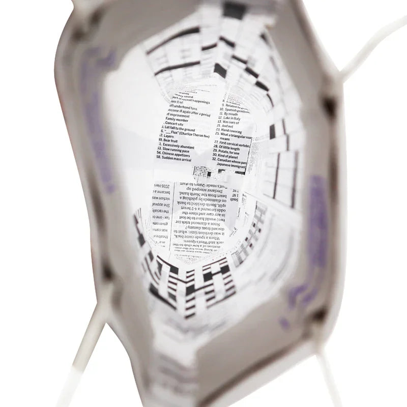 Interior view of recycled paper bag made from repurposed newsprint, eco-friendly packaging