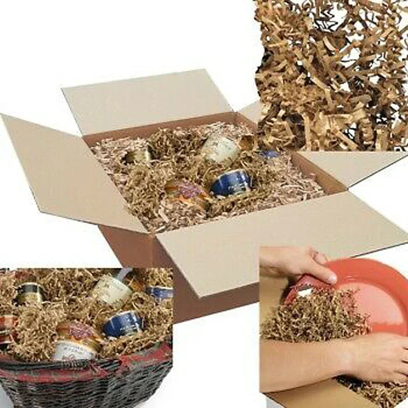 Crinkle paper shreds - Kraft, natural brown shredded paper with curled texture used as protective cushioning and eco packaging filler