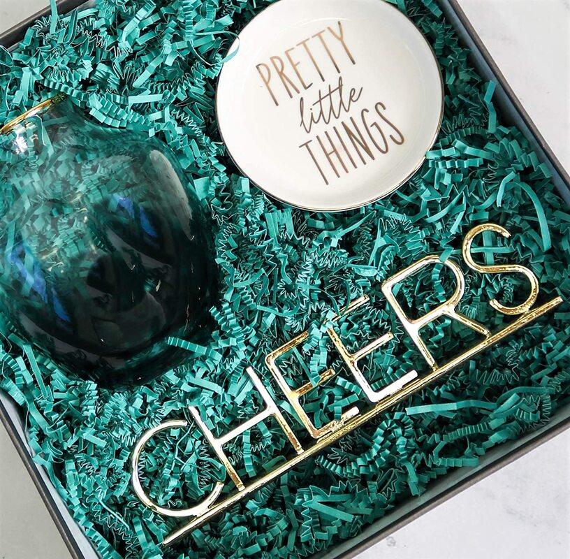 Crinkle paper shreds - Teal, shredded teal paper filler providing textured cushioning and decorative packaging for gift boxes