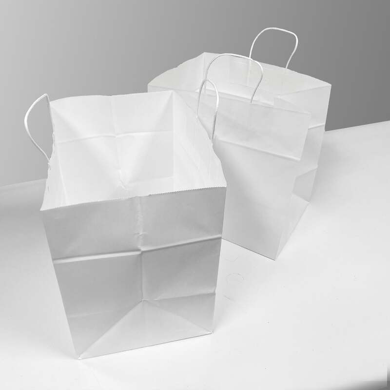 White Paper Bags with handles, 13x10x13 inches