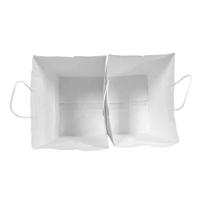 White Paper Bags with handles, 13x10x13 inches