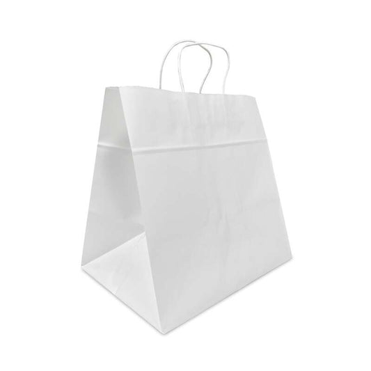 White Paper Bags with handles, 13x10x13 inches