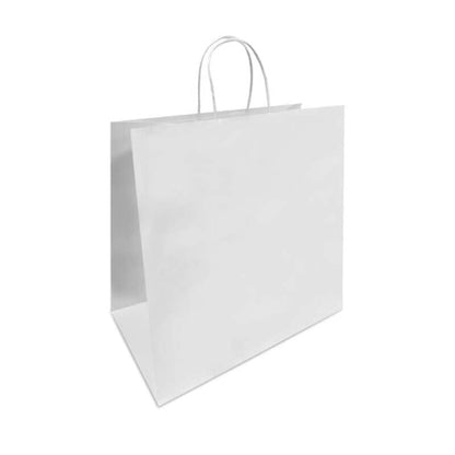 White Paper Bags with handles, 13x7x13 inches