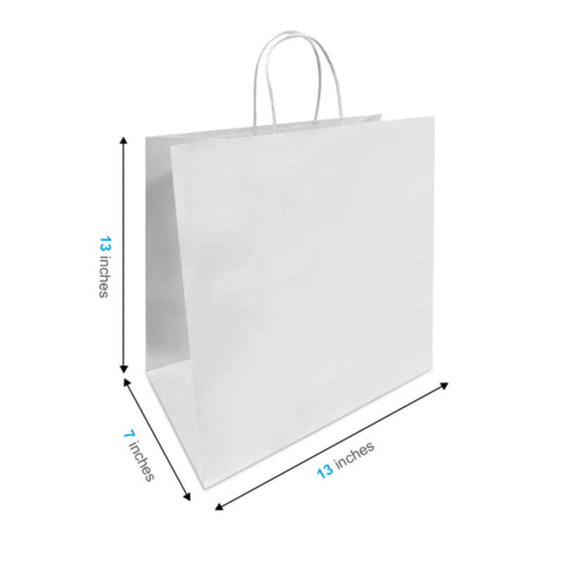 White Paper Bags with handles, 13x7x13 inches