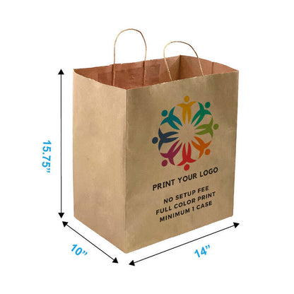 Logo printing for 14x10x15.75 Inches Kraft Paper Bags
