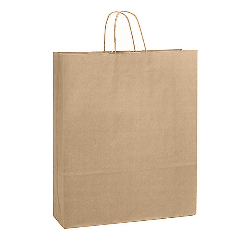 16x6x19 Kraft Paper Bags with Handles – Durable Flat Bottom Shopping & Retail Bags