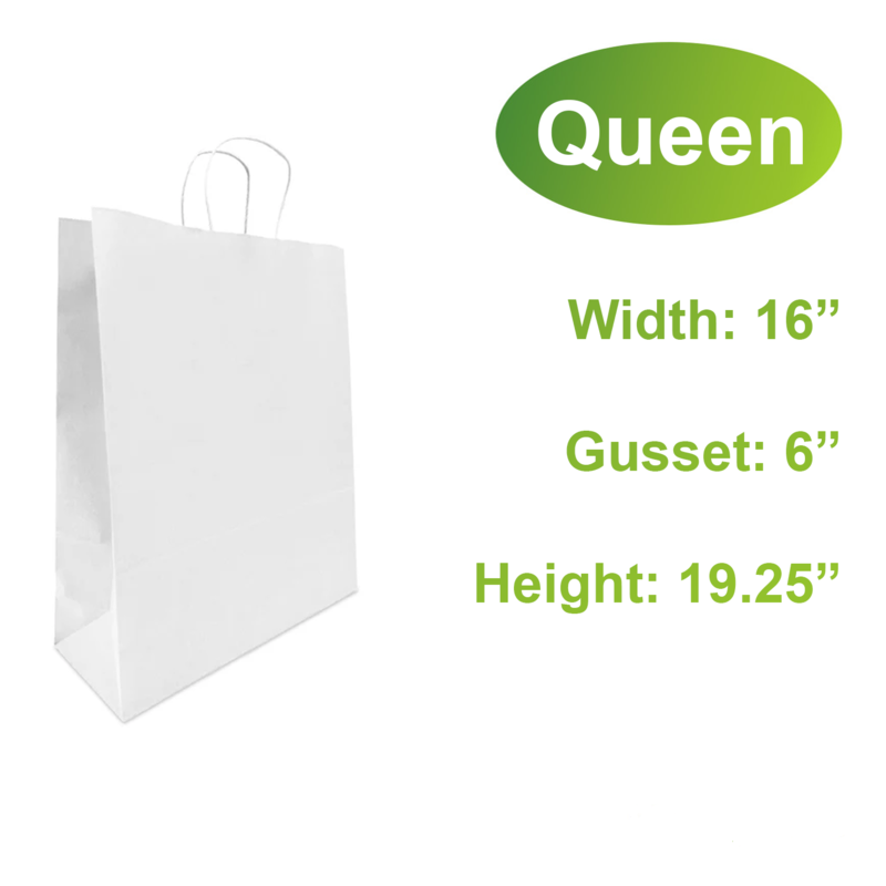 White Paper Bags with handles, 16x6x19 inches