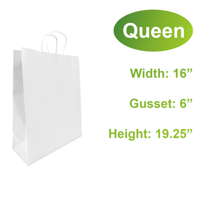 White Paper Bags with handles, 16x6x19 inches