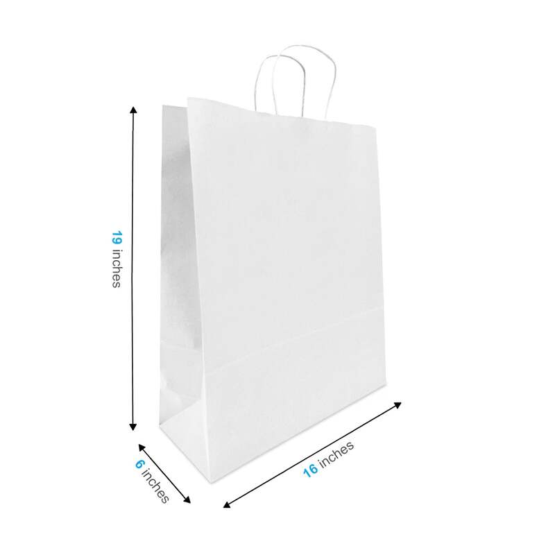 White Paper Bags with handles, 16x6x19 inches