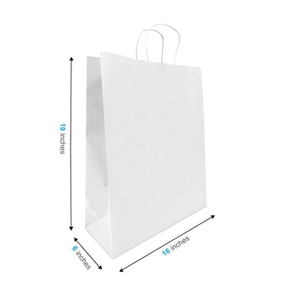 White Paper Bags with handles, 16x6x19 inches