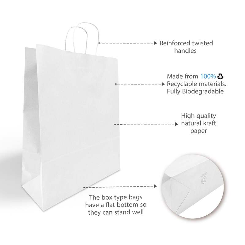 White Paper Bags with handles, 16x6x19 inches