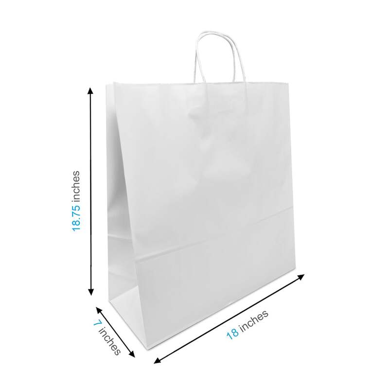 White Paper Bags with handles, 18x7x18.75 inches