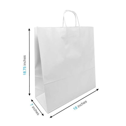 White Paper Bags with handles, 18x7x18.75 inches