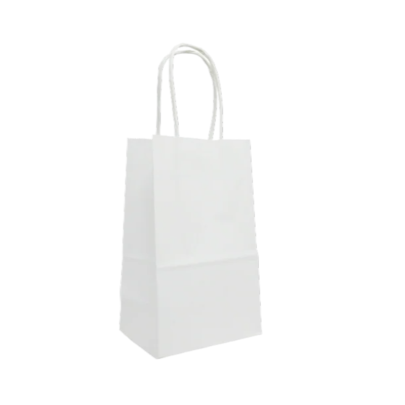 White Paper Bags with handles, 5x3x8 inches