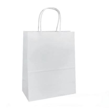 White Paper Bags with handles, 8x4x10 inches