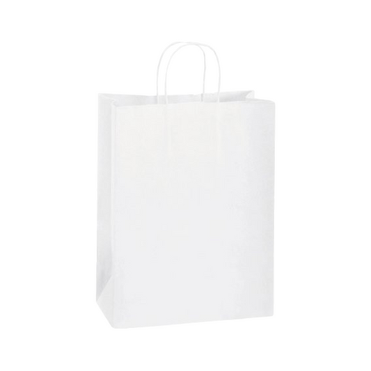 White Paper Bags with handles, 10x5x13 inches