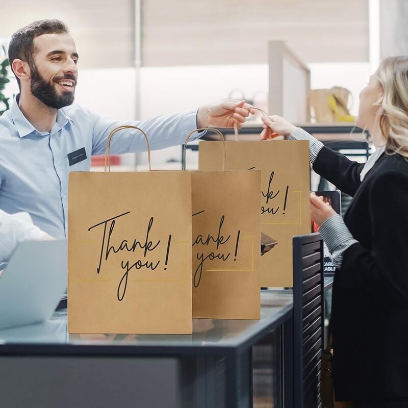 Kraft Paper Bags with handles, 10x5x13 inches