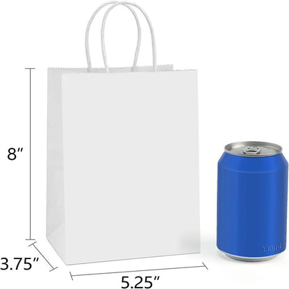 White Paper Bags with handles, 8x4x10 inches