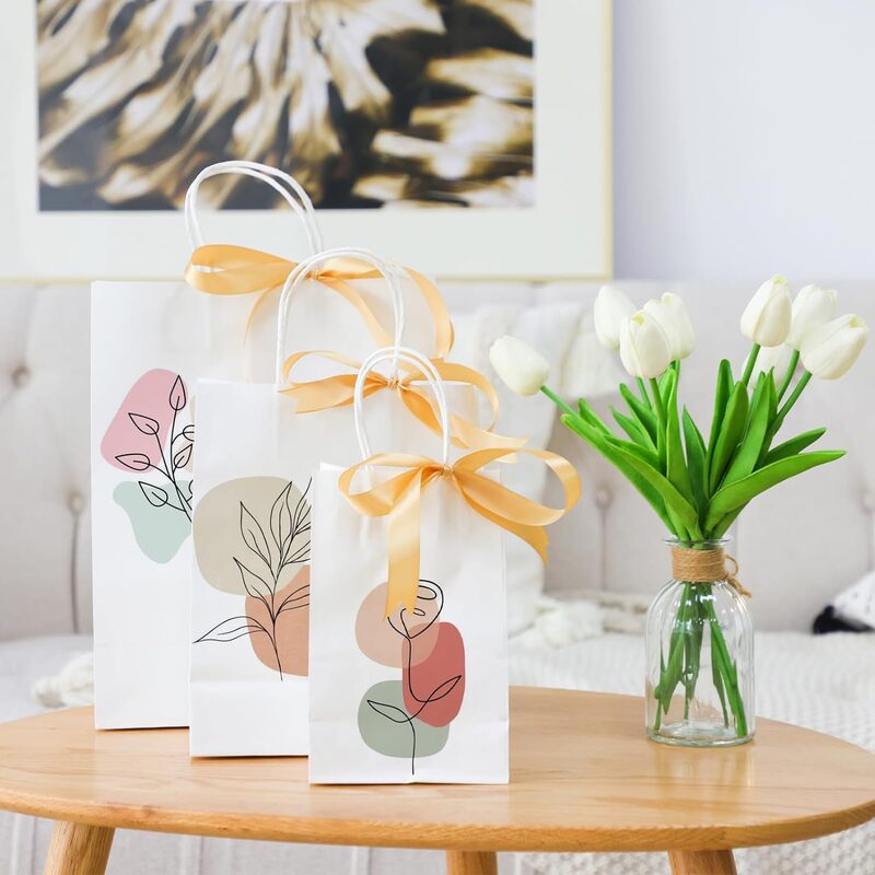 White Paper Bags with handles, 8x4x10 inches